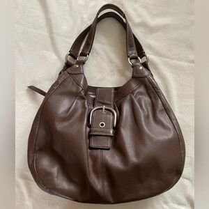 Coach Dark Brown Leather Hobo Bag